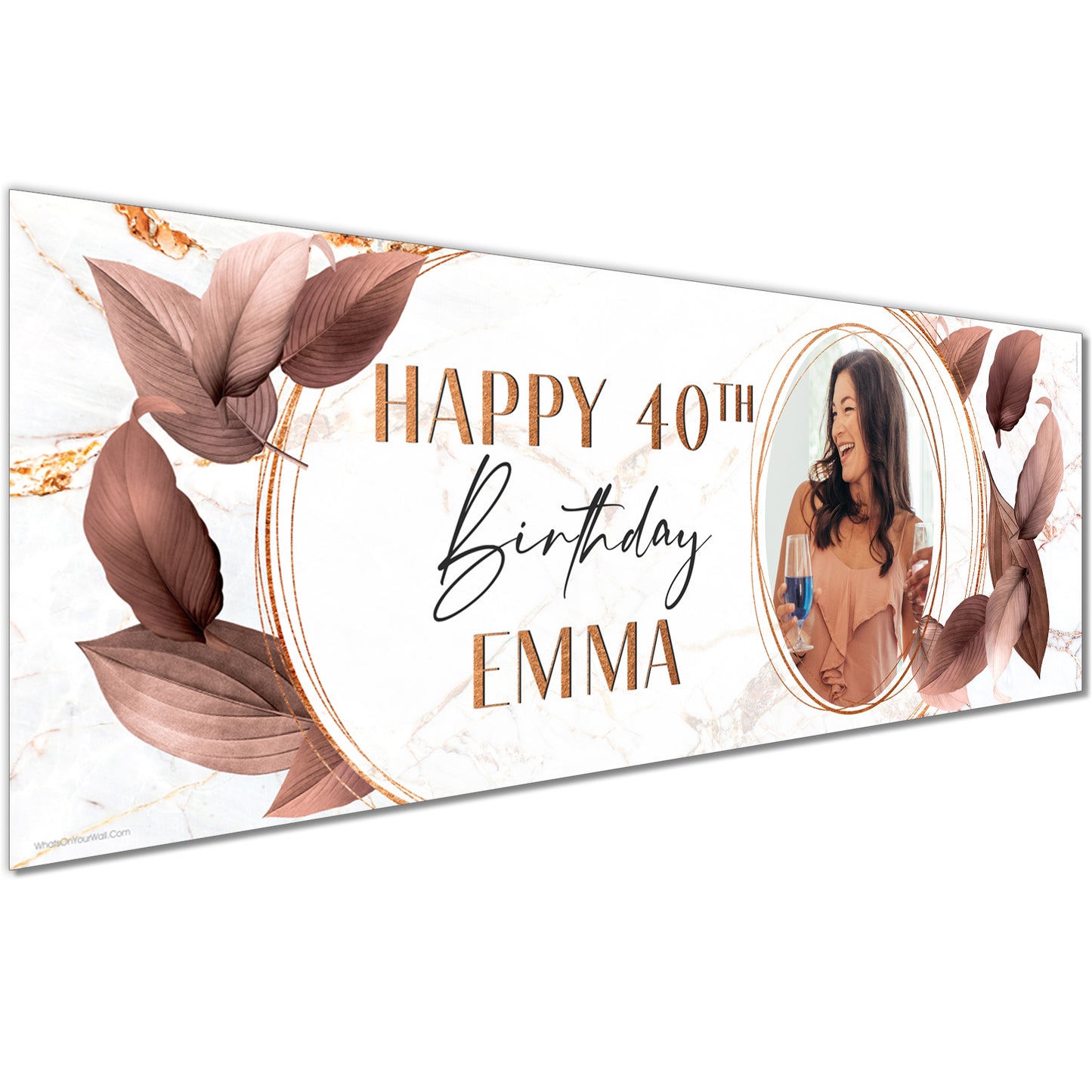 Personalised Birthday Banners in Marble Leaf Design
