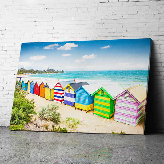 Canvas Wall Art of Colour Beach Huts Canvas Prints