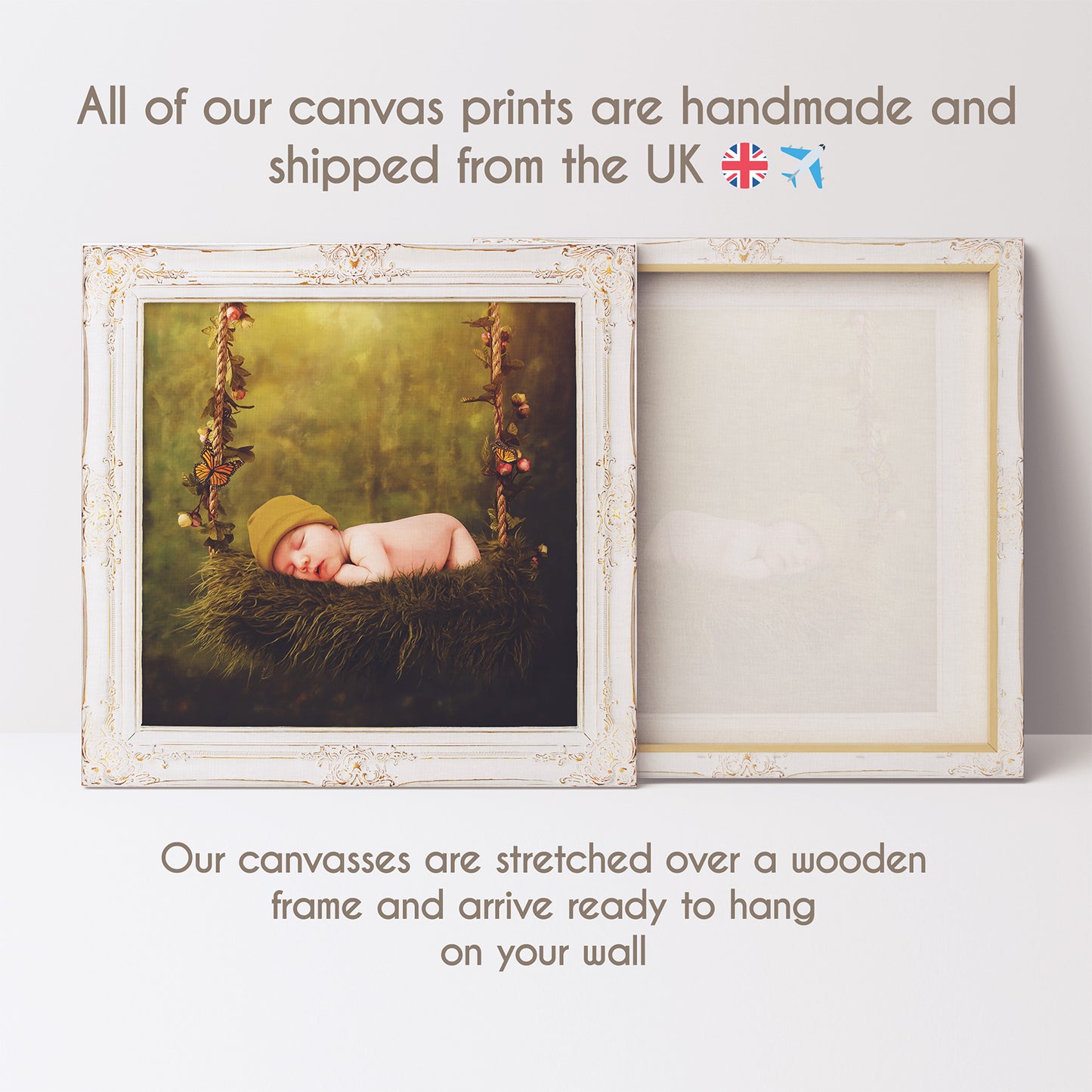 Square Custom Photo Canvas - Gold frame effect