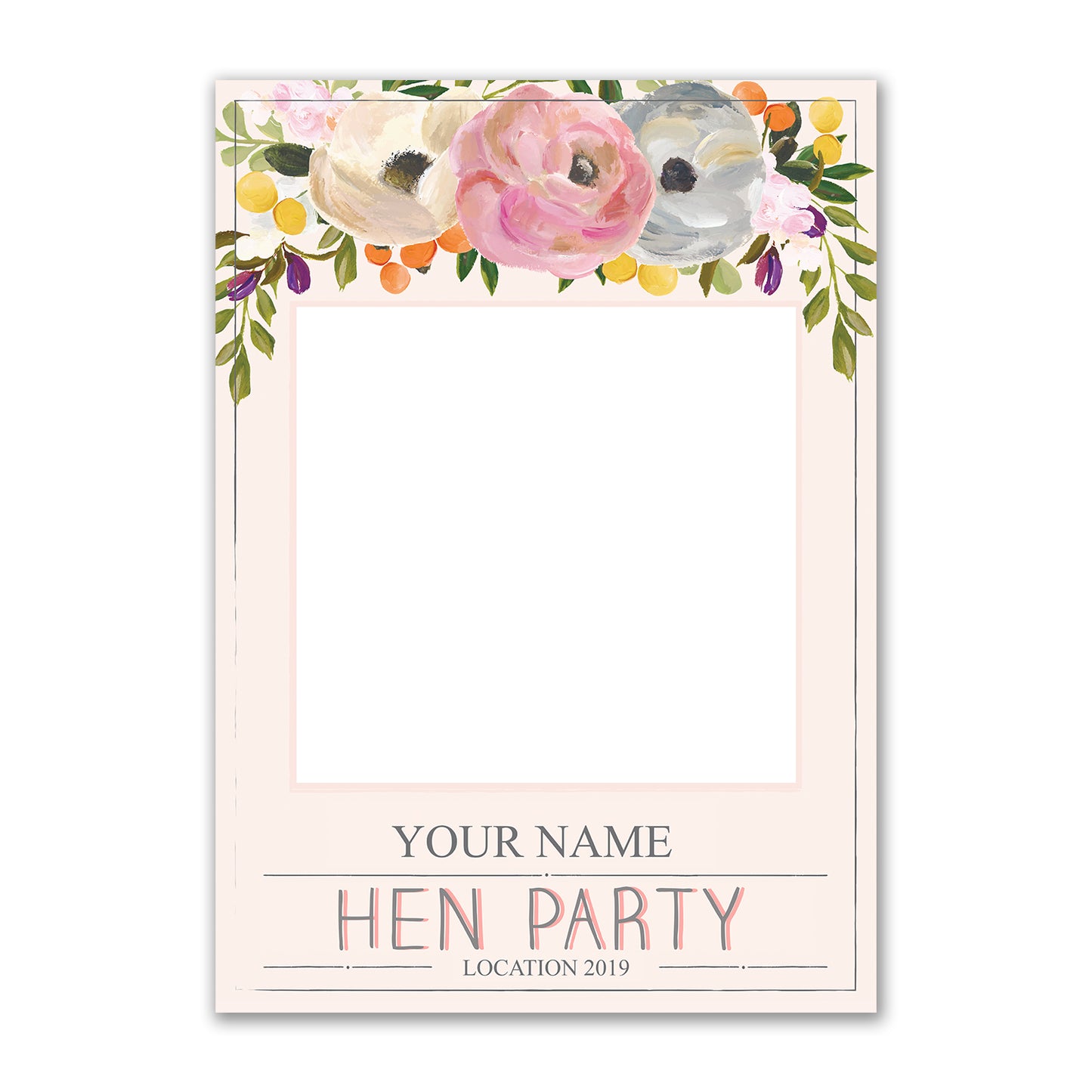 Hen Party Floral Pink Personalised Selfie Frame 