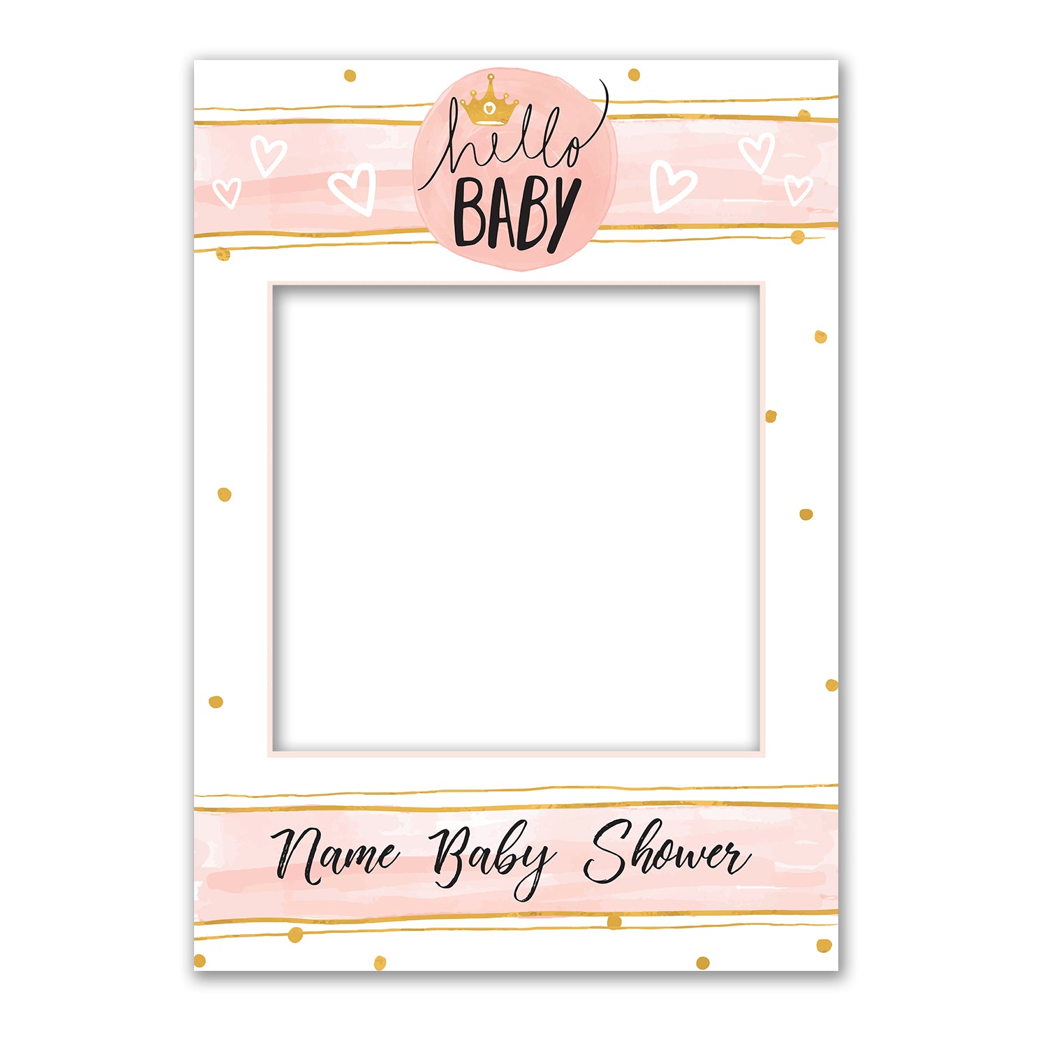 Baby Girl Shower Pink Personalised Selfie Frame Photo Frame Prop 1