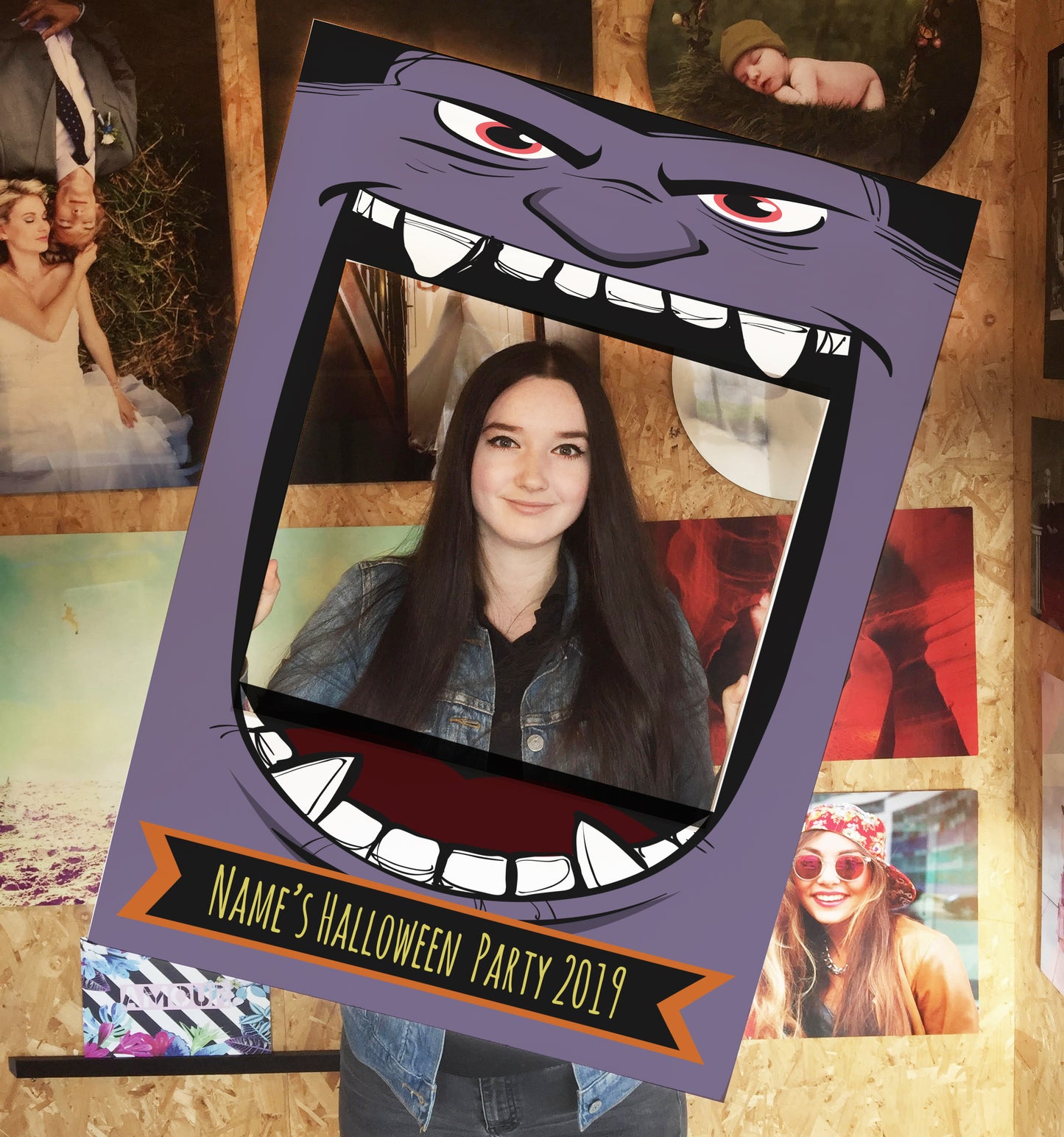 Halloween Monster Purple  Personalised Selfie Frame Photo Frame Prop