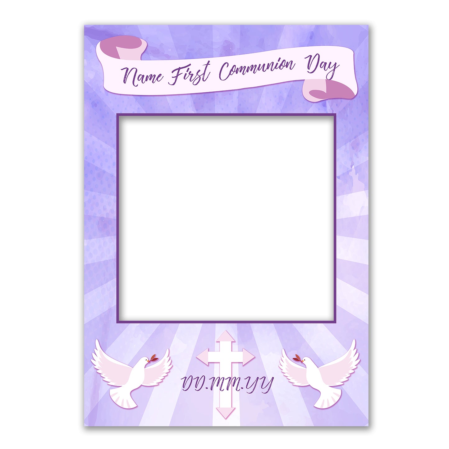 Communion Girl Pink Blue Personalised Selfie Frame Photo Frame Prop