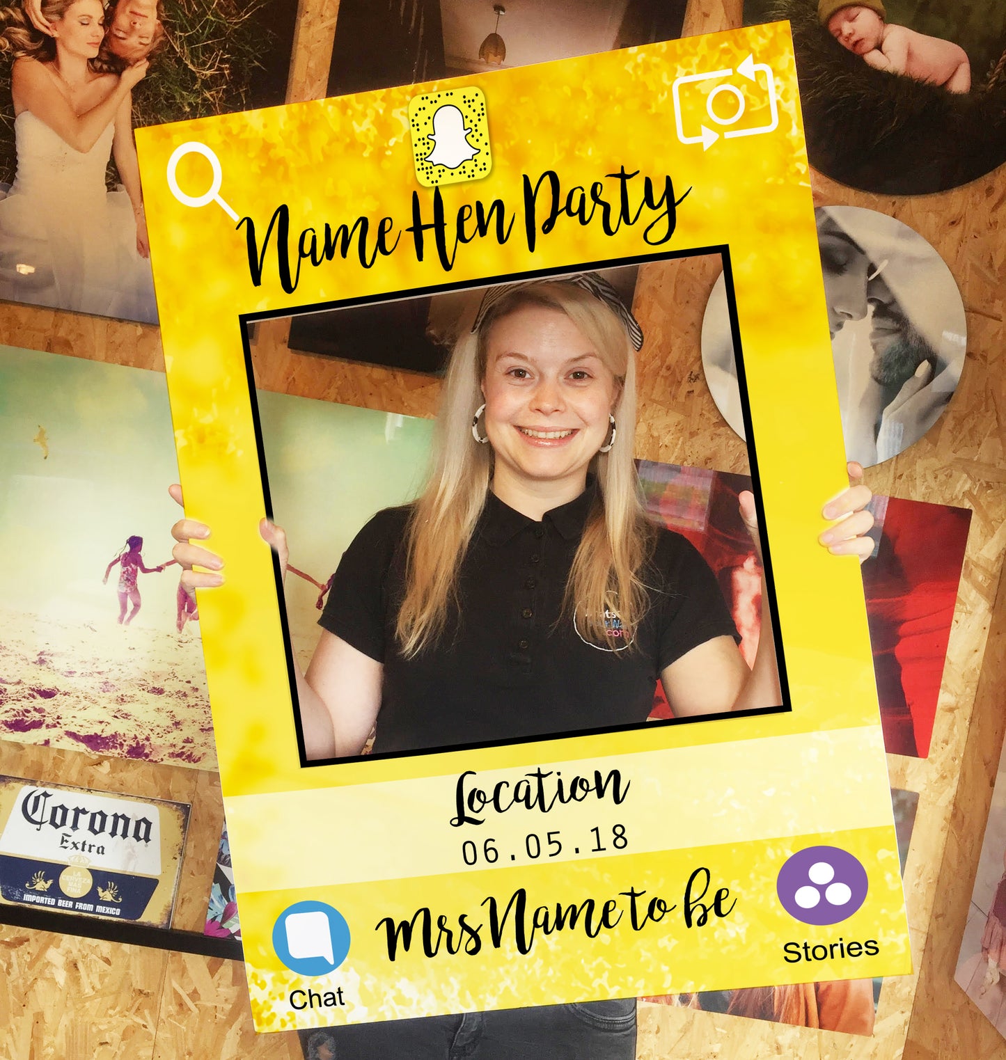 Snapchat Party Yellow Personalised Selfie Photo Frame 1