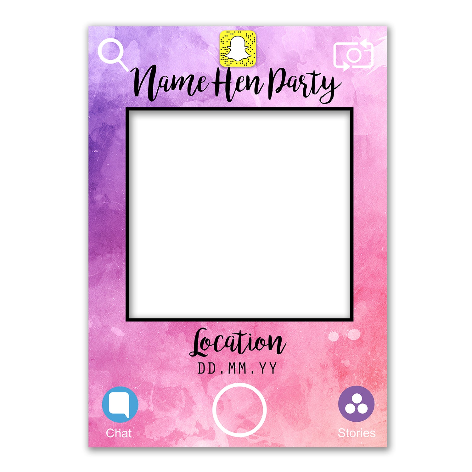 Snapchat Party Purple Personalised Selfie Photo Frame Prop