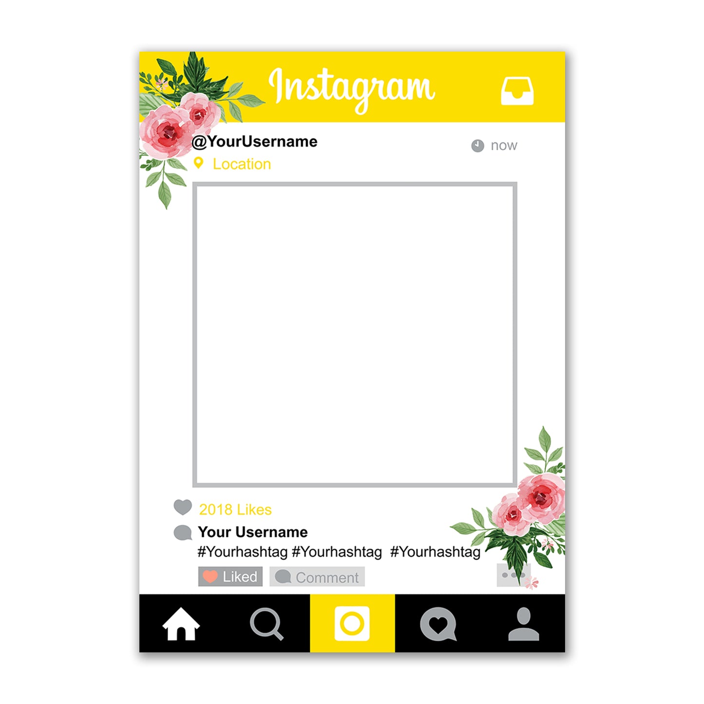 Instagram Social Media  Personalised Selfie Frame Personalised Selfie Frame Yellow