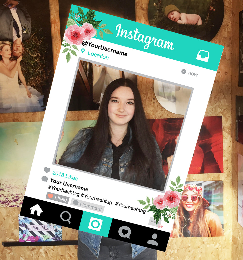 Teal Instagram Social Media Personalised Selfie Frame 1