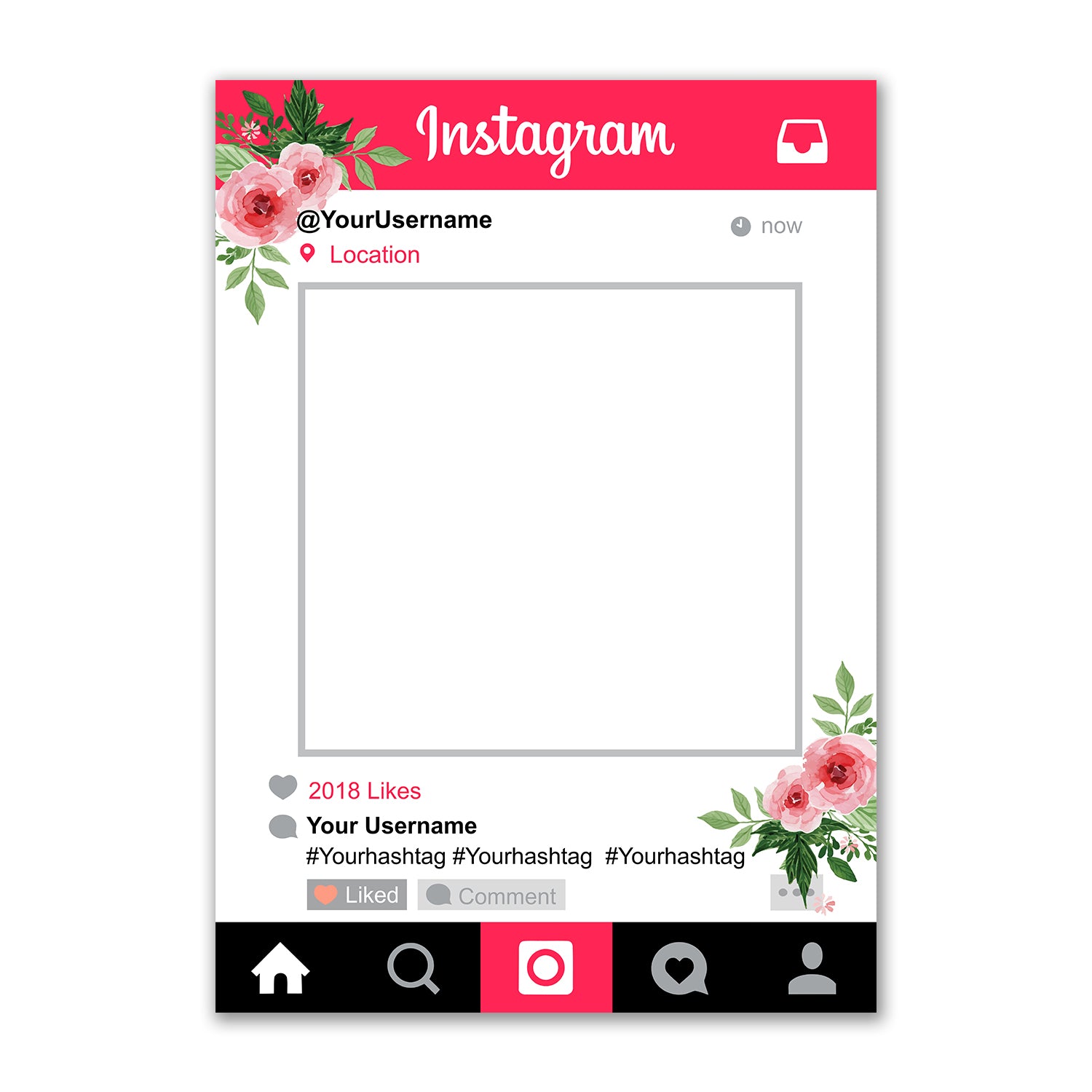 Red Instagram Social Media Personalised Selfie Frame 