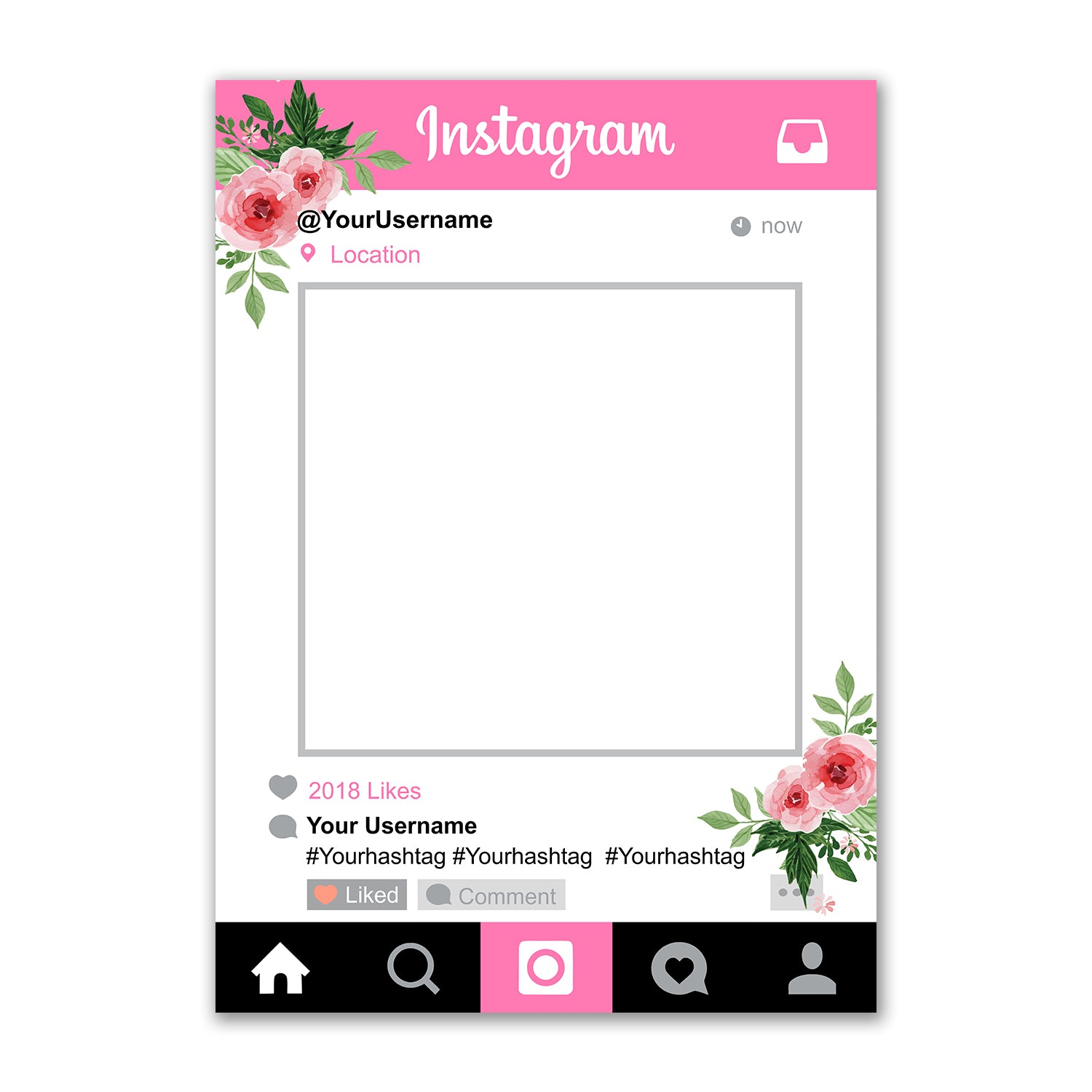 Pink Instagram Social Media Personalised Selfie Frame