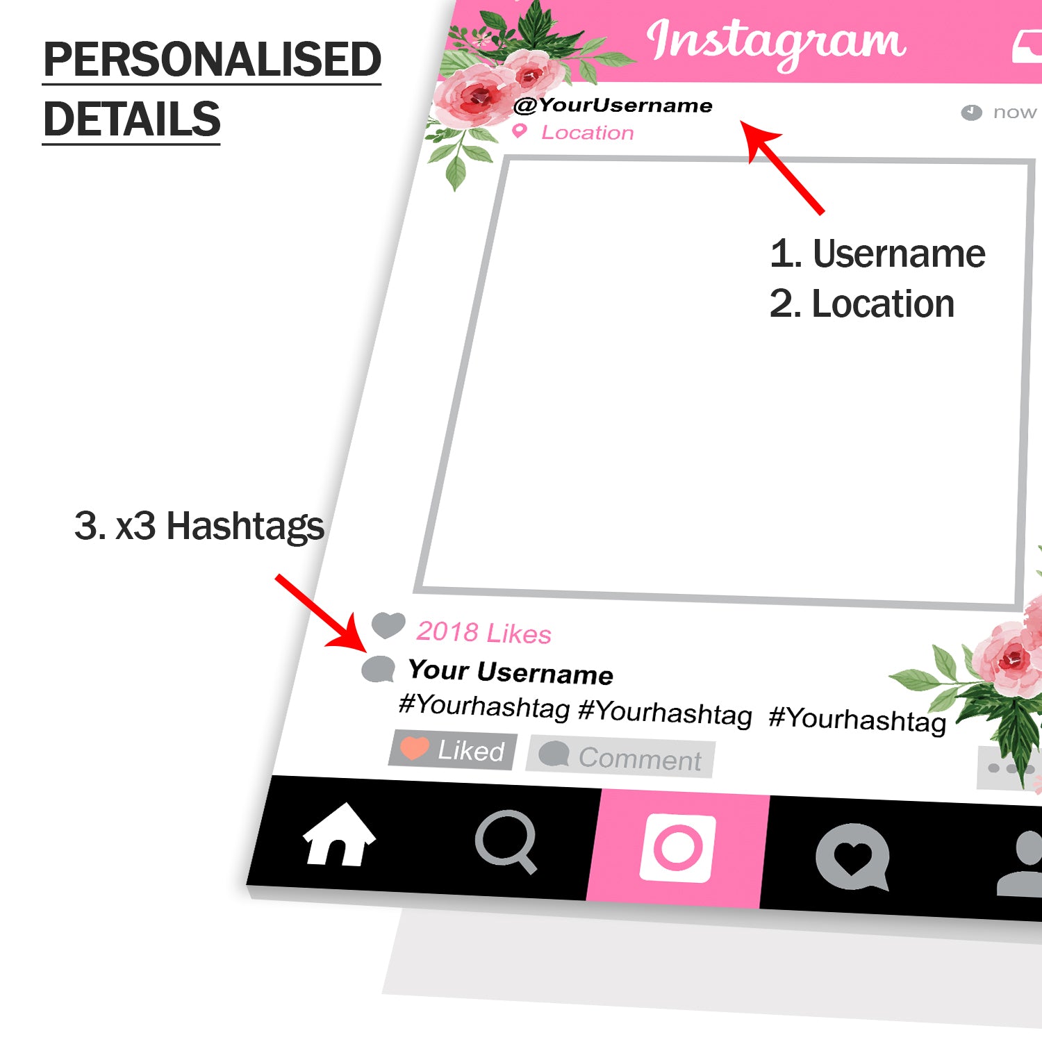 Pink Instagram Social Media Personalised Selfie Frame 2