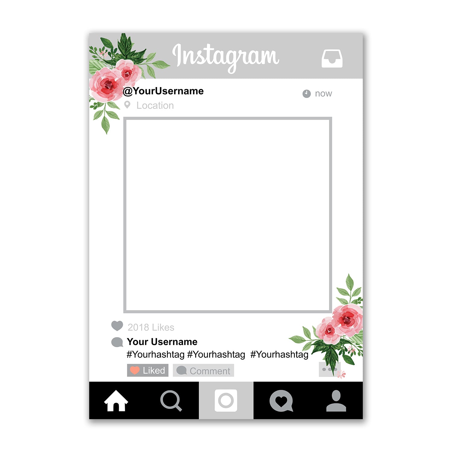 Grey Instagram Social Media Personalised Selfie Frame 1