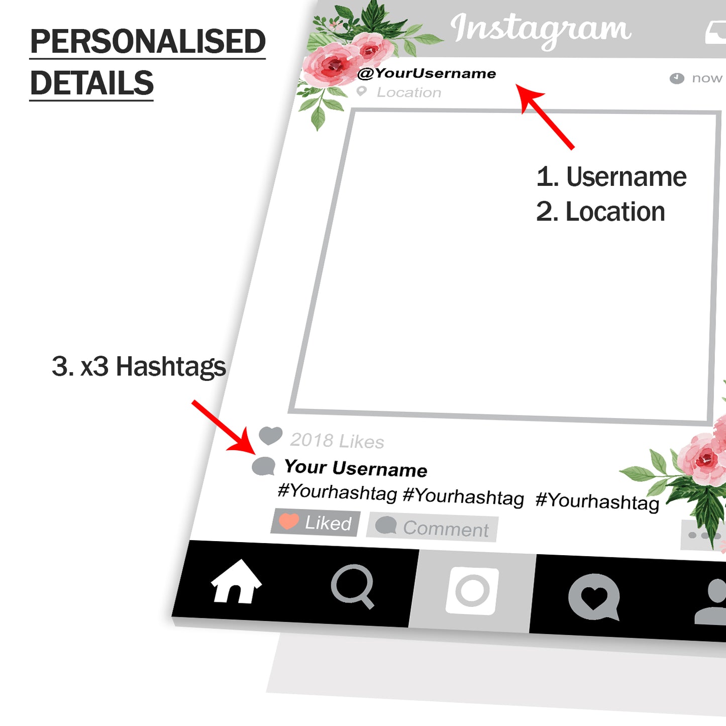 Grey Instagram Social Media Personalised Selfie Frame 3