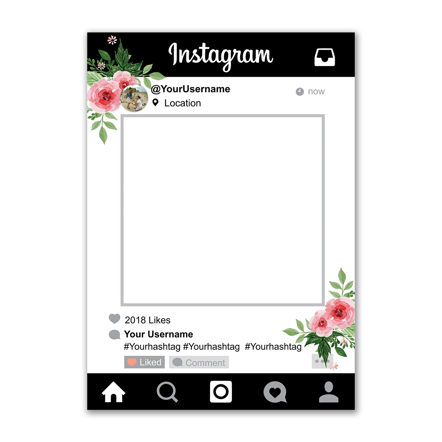 Instagram Social Media  Personalised Selfie Frame Personalised Selfie Frame Black