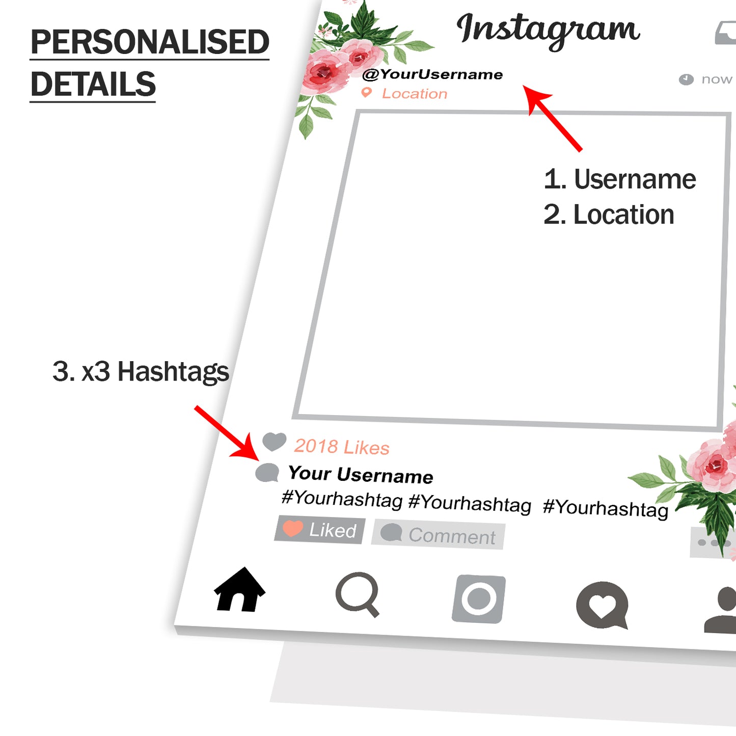 Instagram Social Media Personalised Selfie Frame Personalised Selfie Frame White 3