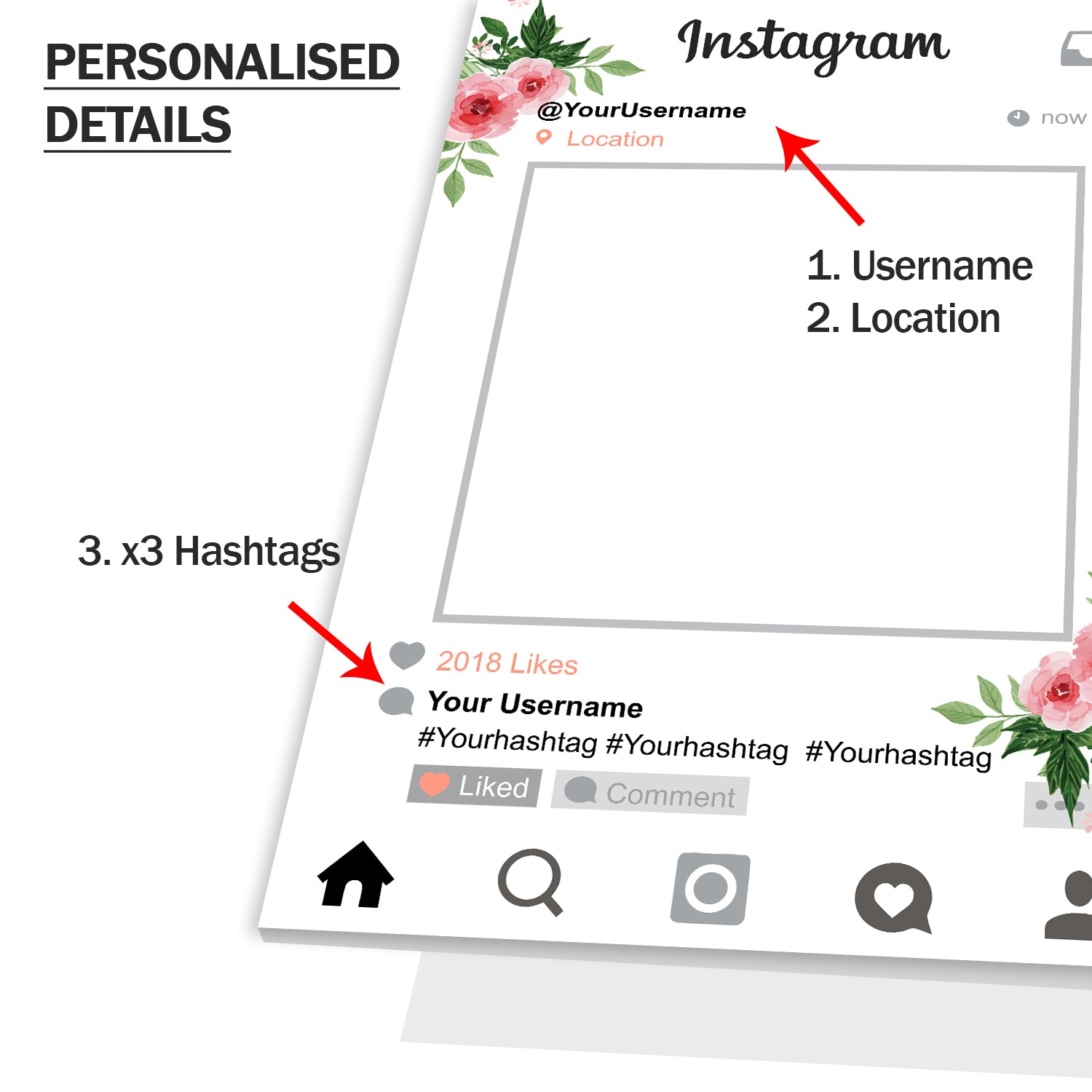 Instagram Social Media Personalised Selfie Frame Personalised Selfie Frame White 3