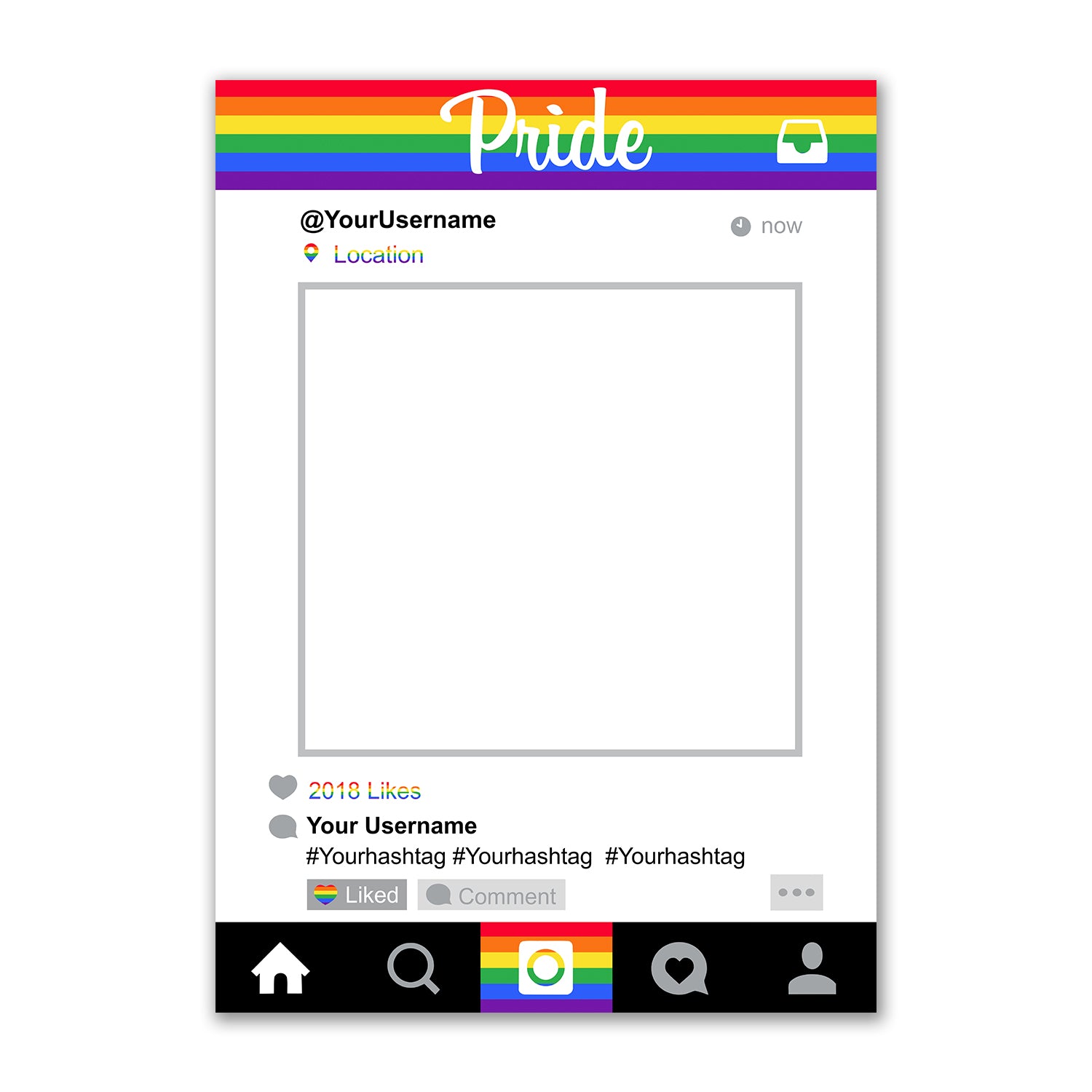 Pride Flag Instagram Social Media Personalised Selfie Frame