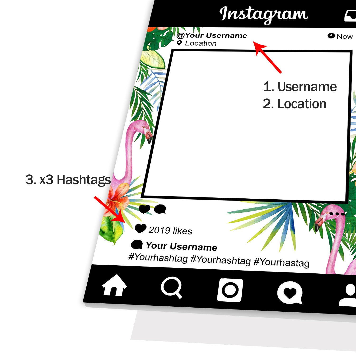Tropical Instagram Social Media Photo Board Personalised Selfie Frame  2