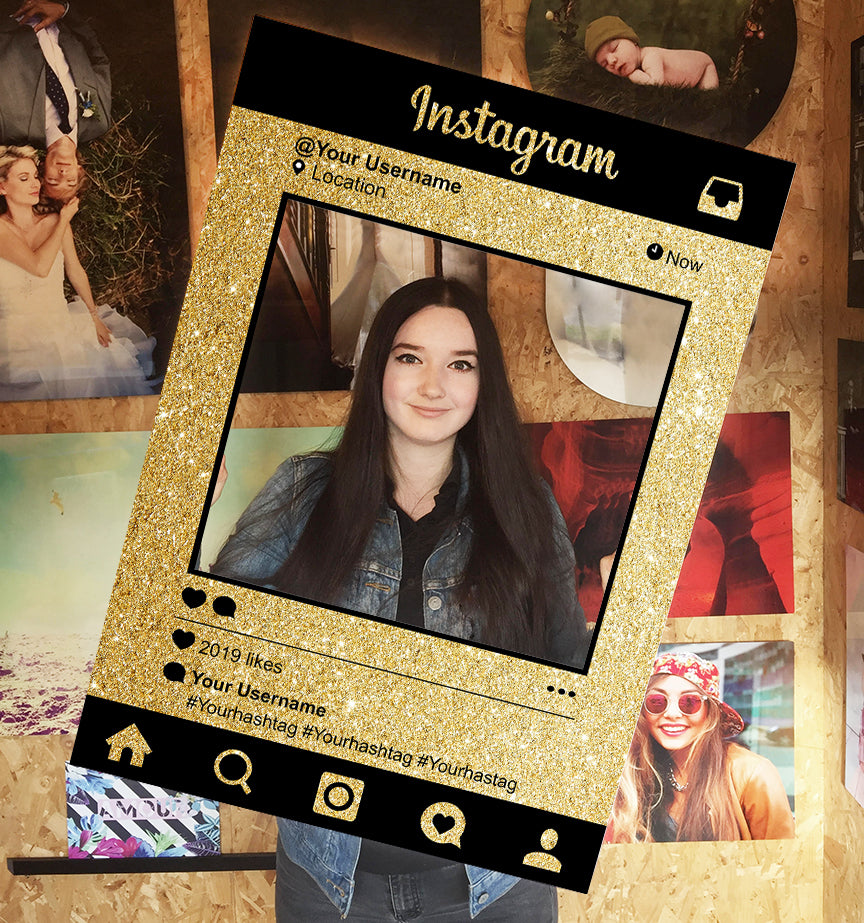 Gold Glitter Instagram Social Media Photo Board Personalised Selfie Frame  1