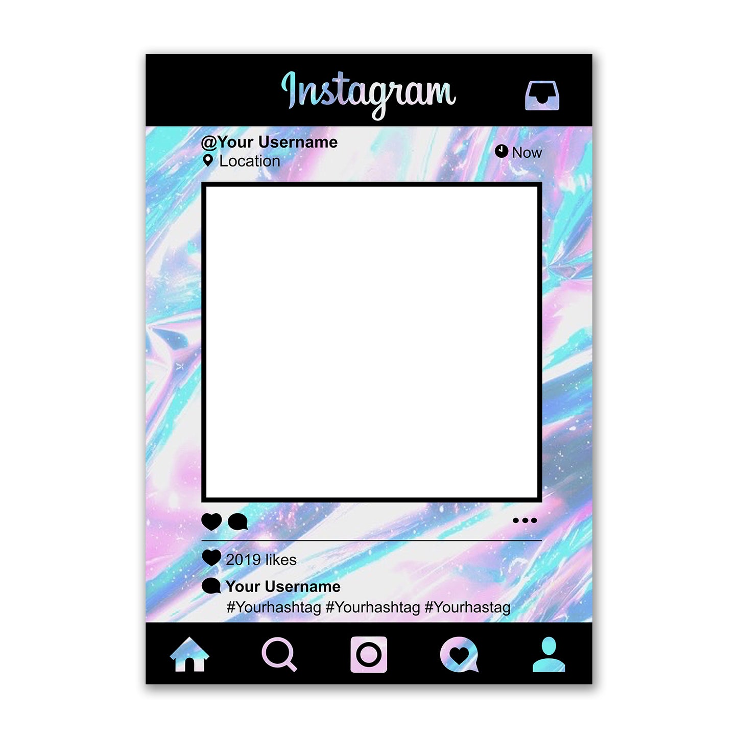Personalised Selfie Frame Instagram Social Media Photo Board Pink & Blue