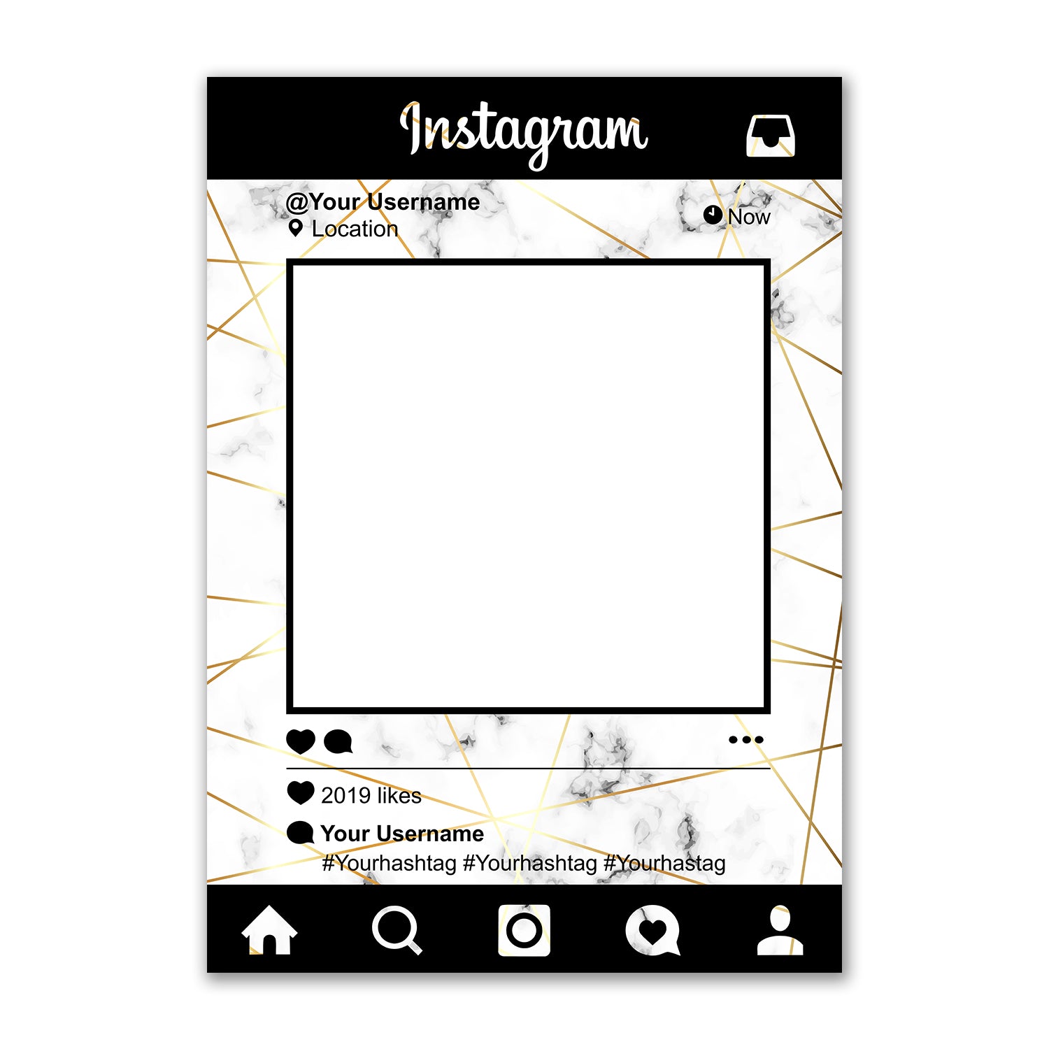 Marble Effect Instagram Social Media Personalised Selfie Frame