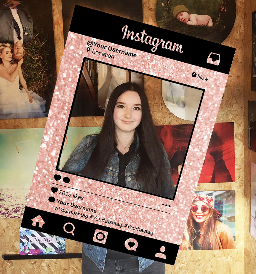 Pink Glitter Instagram Social Media Photo Board Personalised Selfie Frame 1