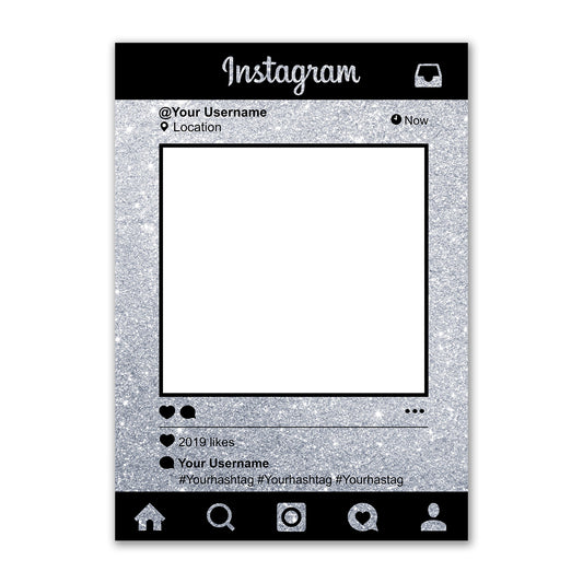 Silver Sparkle Instagram Social Media Personalised Selfie Photo Frame 