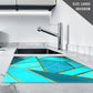 Glass Chopping Board For Kitchen Teal Gold Geometric Design