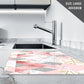 Glass Chopping Board for Kitchen in Geometric Pink Grey Design